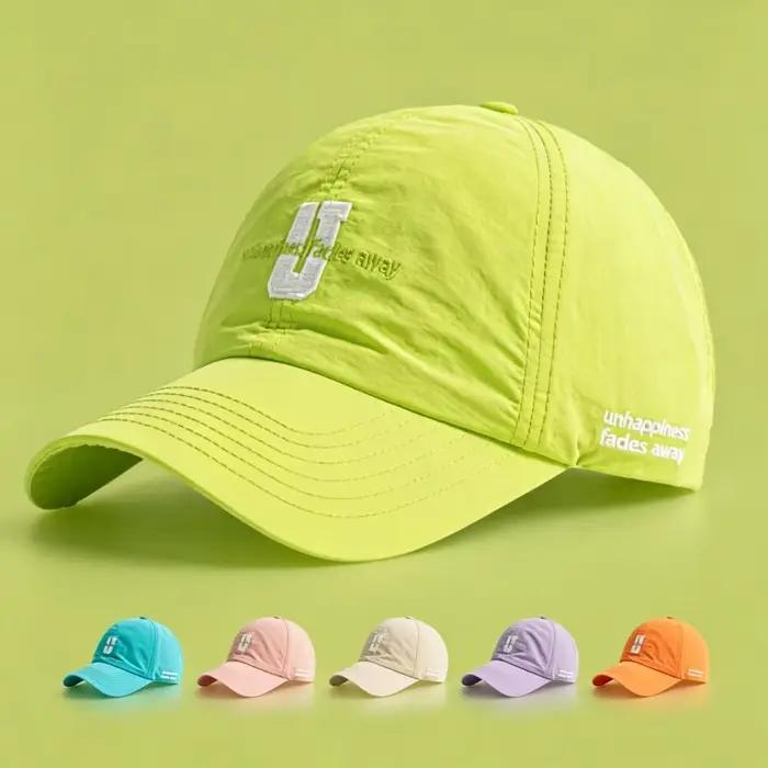 Casquette de baseball à visière incurvée en maille imperméable avec broderie de lettres pour hommes et femmes, idéale pour la course à pied, le cyclisme, style coréen, casquette de sport