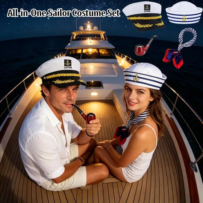 Chapeau de capitaine pour adulte accessoire de costume fête sur yacht Halloween cosplay chapeau marin occasion spéciale