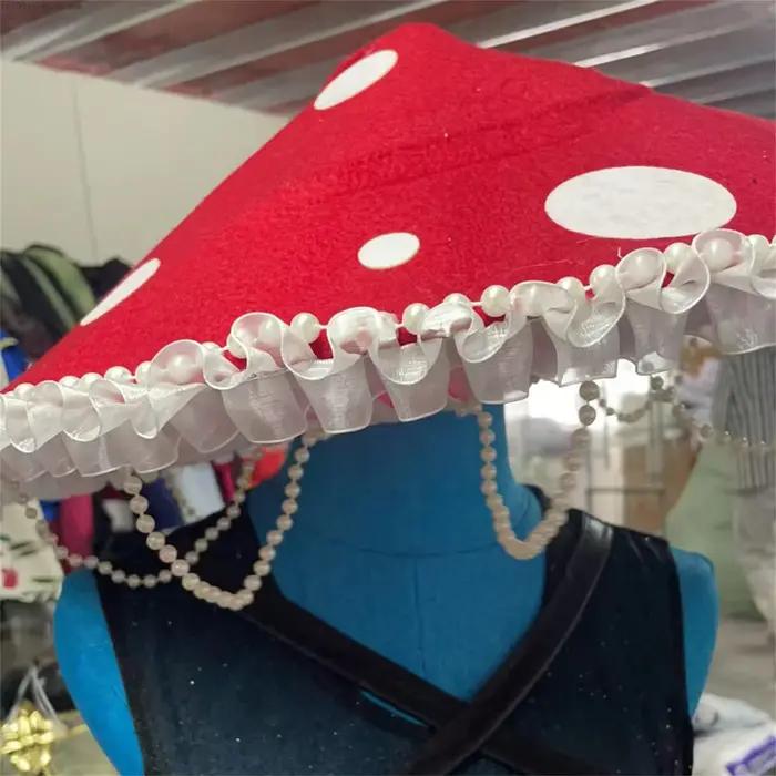 Chapeau en feutre bourgeon de champignon rouge pour enfants et adultes, costume de carnaval, décoration de fête, cosplay, halloween