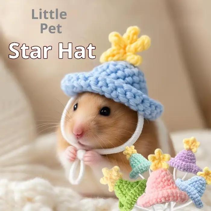 Chapeau tricoté à la main pour animaux de compagnie, mignon, petit Hamster, perroquet, Chipmunk, cochon d'inde, petit Animal, chapeau réglable, accessoires de décoration