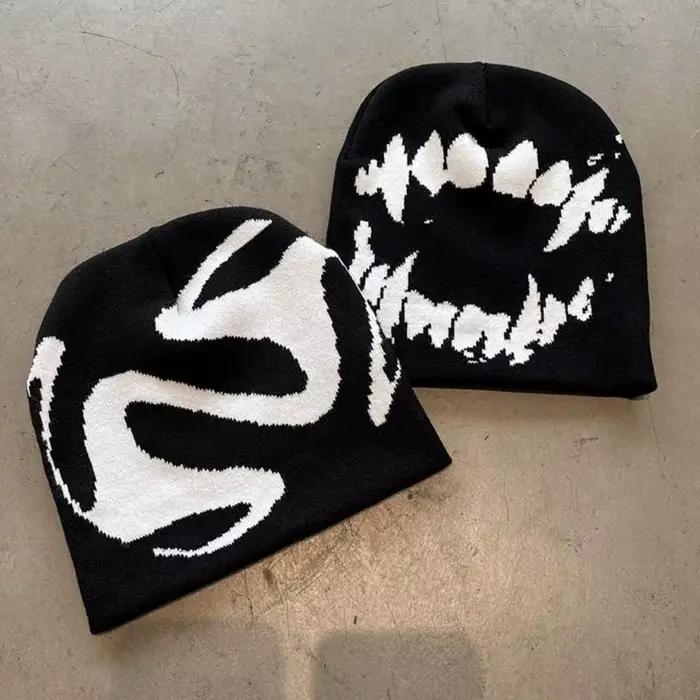 Bonnet tricoté pour adolescents 39BB, avec Jacquard, des oreilles, bonnet ski, cyclisme, hiver
