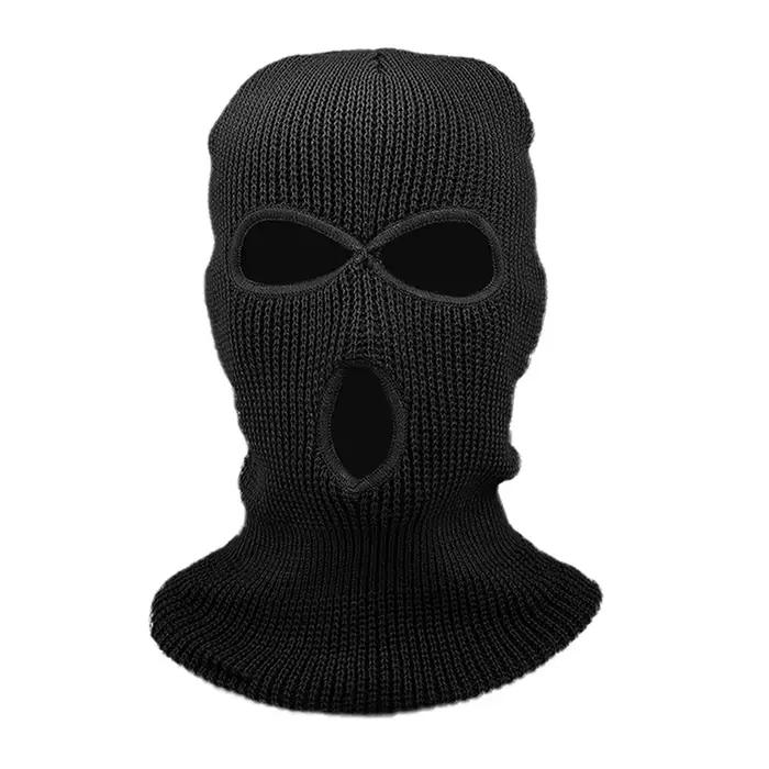 Masque de Ski complet tricoté à 3 trous, cagoule d'hiver, masque complet en tricot chaud pour les Sp