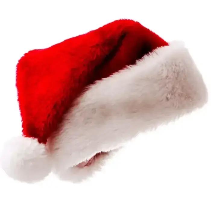 Chapeau de Père Noël en velours rouge et fourrure blanche pour adultes et enfants, idéal pour les fêtes de Noël et les événements festifs