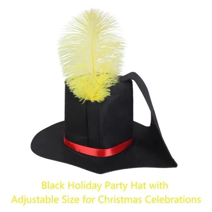 Chapeau Noël unisexe 39BB avec plume, parfait pour les fêtes les rassemblements