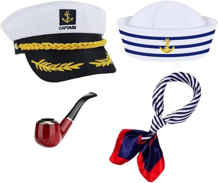 Chapeau de capitaine pour adulte accessoire de costume fête sur yacht Halloween cosplay chapeau marin occasion spéciale