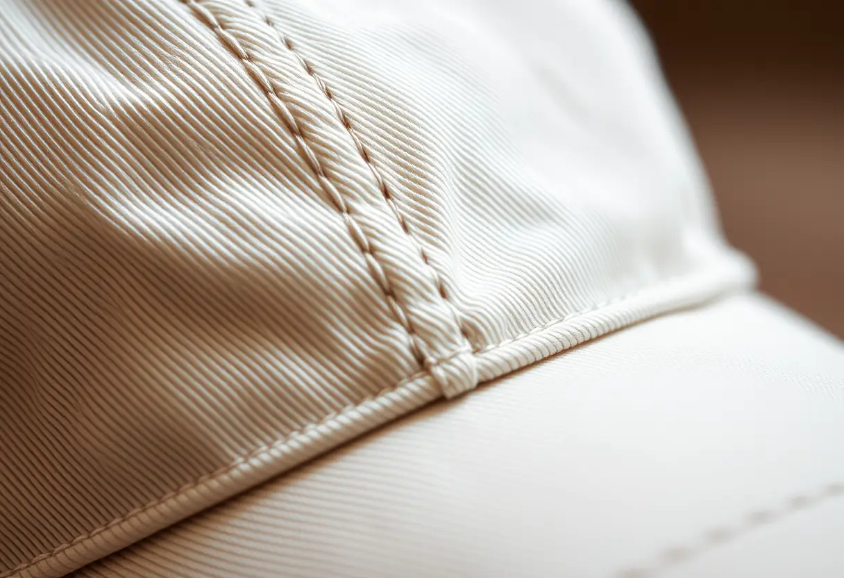 Broderie renforcée sur une casquette en coton