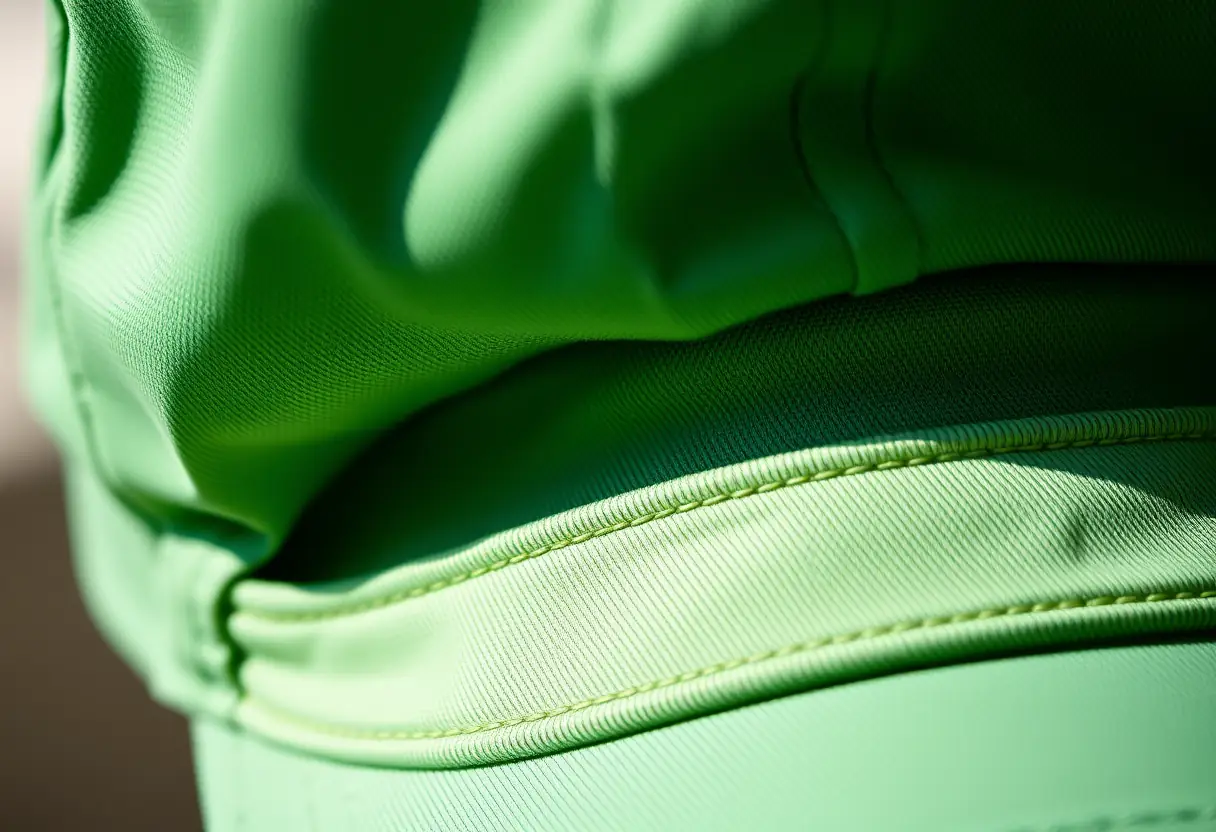 Un plan rapproché de la bande intérieure en microfibres douces d'une casquette verte