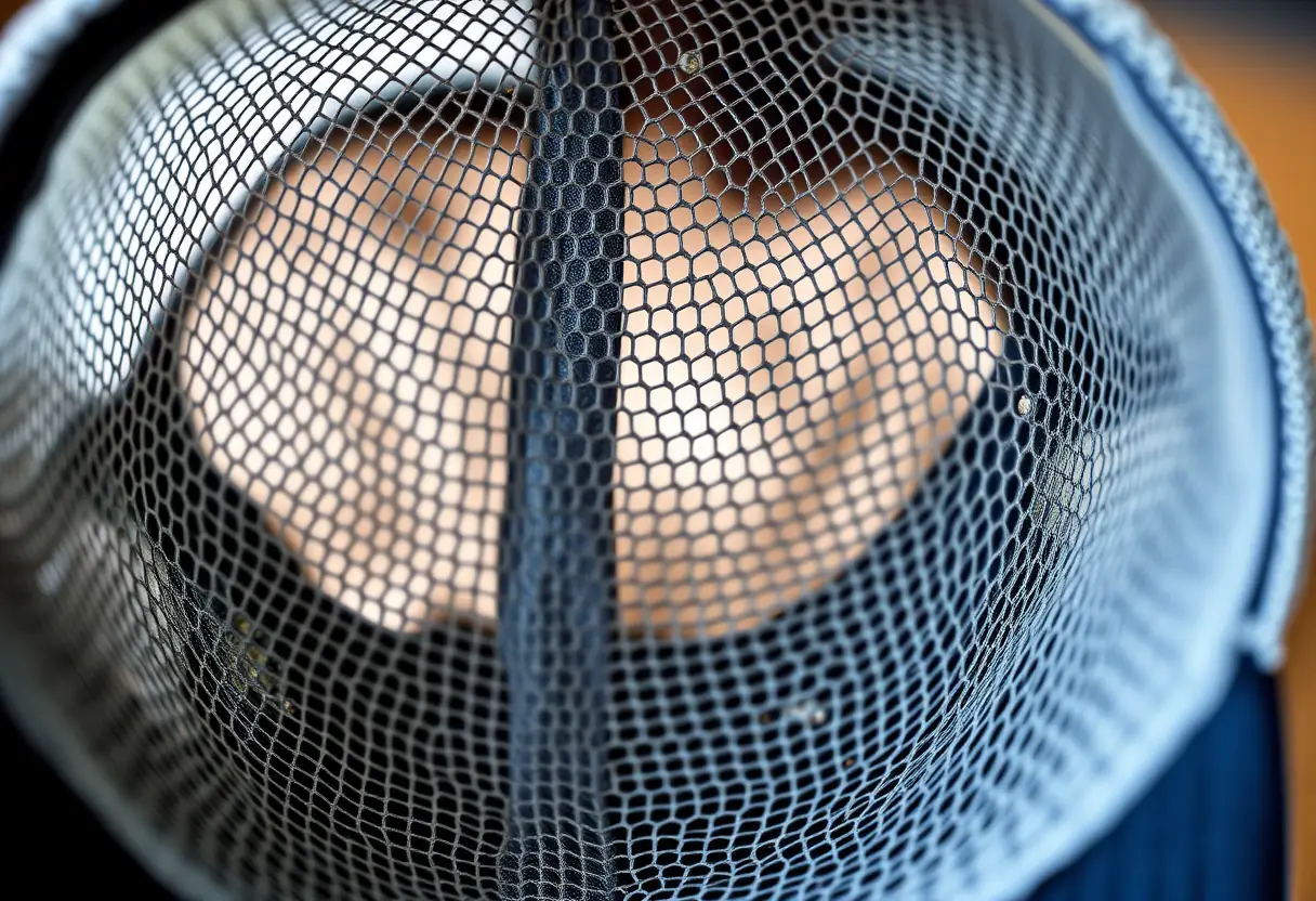 Arrière en maille d'une casquette trucker, usure et teintes patinées après des années d'utilisation